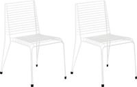 BELIANI Gartenstuhl 2er Set Wei&szlig; Metall Gitter-Optik Stapelbar ohne Armlehnen