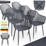 tillvex&reg; Gartenstuhl 6er Set Wetterfest mit Armlehne Anthrazit | Outdoor...