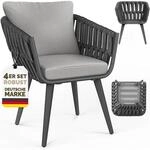 tillvex&reg; Gartenstuhl 4er Set Wetterfest mit Armlehne | Outdoor St&uuml;hle bis...
