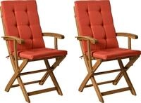 BELIANI Gartenstuhl 2er Set Hellbraun Akazienholz Klappbar mit Auflagen Rot Hohe