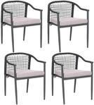 BELIANI Gartenstuhl 4er Set Schwarz Aluminium u. Rattangeflecht mit Armlehnen