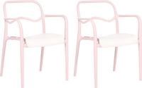 BELIANI Gartenstuhl 2er Set Pastellrosa und Beige Kunststoff Stapelbar Modernes