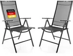 BigDean 2 St&uuml;ck Gartenst&uuml;hle dunkelgrau 120 kg belastbar - Balkonst&uuml;hle