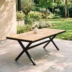 Gartentisch ISOLA 180 x 100 cm, Grau/Natur &ndash; Outdoor Tisch mit Tischplatte aus WPC