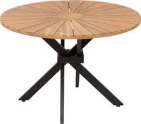 BELIANI Gartentisch Hellbraun Akazenholz Rund ⌀ 110 cm mit Schirmloch...