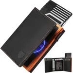 DODENSHA MagSnap Slim Wallet Herren RFID-Schutz M&uuml;nzfach SchwarzOrange
