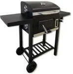 Trolley Holzkohlegrill mit Doppel-Seitenablagen, Grill - Schwarz