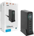 Ladeger&auml;t Fixed Charging Dock GaN 140W 4x USB-C, 1x USB-A, Schwarz - Schwarz