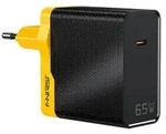 FNIRSI USB-C Ladeger&auml;t / Netzteil, Power Delivery, GaN, 65W - Schwarz/Gelb