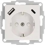 USB Schutzkontakt Steckdose 2 x USB Anschluss Typ A & C 3,0A - Wei&szlig;