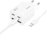 HOCO Netz-Ladeger&auml;t 2 x Typ C + 2 x USB A + Typ C auf Lightning Kabel PD QC3.0...