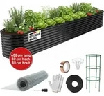 BRAST Hochbeet Metall Julia Mega | 400x80x80cm Schwarz | extra viel Zubeh&ouml;r | Stahl