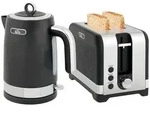 HOMCOM 2200 W Wasserkocher- und Toaster-Set mit Thermostat, Schwarz - Schwarz
