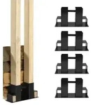 Holzstapelhilfe 4er Set Halterung 34 x 10 cm lackierter Stahl schwarz