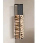 DanDiBo Kaminholzregal Innen Metall Schwarz Kaminholzst&auml;nder 140 cm mit R&uuml;ckwand an