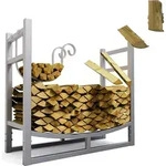 Brennholzregal innen Metall 84x33x76 Silber Kaminholz Stapelhilfe Stahl Verzinkt