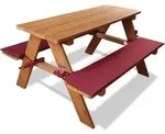 Coemo Kinder-Sitzgruppe Rotbraun Picknicktisch mit Polster Spieltisch Gartentisch