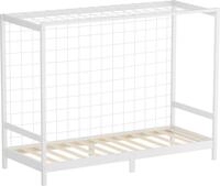 ML-Design Kinderbett Fu&szlig;balltor 90x200 cm, Wei&szlig;, Einzelbett f&uuml;r Kinder,...