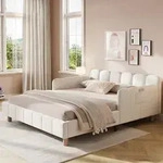 MODFU Polsterbett Einzelbett 140x190 mit Sicherheitsgitter Kinderbett mit