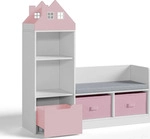 Kindersitzbank mit Regal 'Vipsali' in Hausdesign mit 2 Faltboxen 100 x 99 x 30...