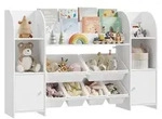 WOLTU Kinderregal B&uuml;cherregal aus Holz, Spielzeugregal mit 6 Plastikschubladen...