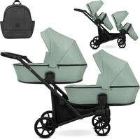Kunert Brav Duo 2in1 Zwilling-Kinderwagen - schwarzes Gestell - Farbe: Mintgr&uuml;n