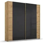 Schwebet&uuml;renschrank Artemis | mit Glast&uuml;ren | Eiche Artisan / basalt grau - Grau