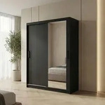 BEAUTYSOFA | Schwebet&uuml;renschrank HELA 120 cm Schwarz &ndash; 2-t&uuml;rig Moderner
