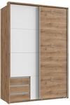 Schwebet&uuml;renschrank 2-trg.Kleiderschrank 138 cm Eiche Wei&szlig; Schubladen...