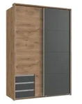 Schwebet&uuml;renschrank 2-trg.Kleiderschrank 138 cm Eiche Nachbildung Grafit