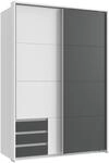Schwebet&uuml;renschrank 2-trg.Kleiderschrank 138 cm Wei&szlig; Grafit Schubladen...
