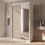 BEAUTYSOFA | Kleiderschrank DONATELLO 120 cm Wei&szlig;/Artisan mit Spiegel,...