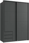 Schwebet&uuml;renschrank 2-trg.Kleiderschrank 138 cm Grafit Au&szlig;enschubladen...