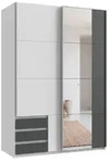 Schwebet&uuml;renschrank 2trg Kleiderschrank 135 cm Wei&szlig; Grafit Schubladen mit...