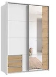 Schwebet&uuml;renschrank 2trg. Kleiderschrank 138 cm Wei&szlig; Eiche Spiegel...