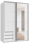 Schwebet&uuml;renschrank 2tg Kleiderschrank 138 cm Wei&szlig; Schubladen Spiegel...