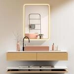 HOKO Badspiegel 50x70 / 70x50 cm Wandspiegel mit Rahmen Gold+Touch...