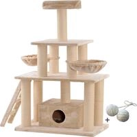 Katzenbaum Ginni XXL Katzen-Kratzbaum, mit gratis Spielballset, Farbe:beige -...