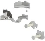 PawHut Kletterwand Katzen 4-teilig mit Kratzb&auml;umen Set bis 5 kg Hellgrau -...