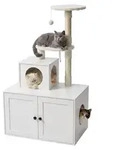 Relaxdays Kratzbaum mit Katzenkloschrank, HBT: 133x78x49 cm, Sisalst&auml;mme &