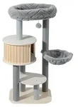 Fudajo Urban Studio 122 cm Kratzbaum grau, Katzenbaum mit Katzenhaus,...