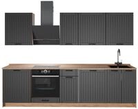 K&uuml;chenzeile Vicco Fame-Line Dunkelgrau/Goldkraft Eiche 280 cm ohne...