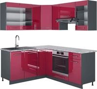 Eckk&uuml;che Vicco Fame-Line Bordeaux Hochglanz/Anthrazit 190 x 160 cm, AP Marmor,...