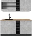 Singlek&uuml;che Vicco R-Line Beton/Anthrazit 160 cm ohne Arbeitsplatte, Model 53592
