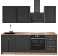 K&uuml;chenzeile Vicco Fame-Line Anthrazit-Gold Landhaus/Goldkraft Eiche 230 cm, AP