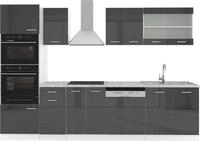 K&uuml;chenzeile Vicco R-Line Anthrazit Hochglanz 300 cm mit Hochschrank, AP Marmor,