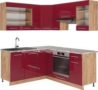 Eckk&uuml;che Vicco Fame-Line Bordeaux Hochglanz/Goldkraft Eiche 190 x 160 cm ohne