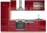 K&uuml;chenzeile Vicco Fame-Line Bordeaux Hochglanz/Goldkraft Eiche 300 cm , AP...