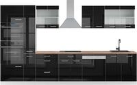K&uuml;chenzeile Vicco R-Line Schwarz Hochglanz/Wei&szlig; 350 cm mit Hochschrank, AP...