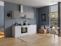 K&uuml;che K&uuml;chenzeile K&uuml;chenblock Einbauk&uuml;che Wei&szlig; Beton Malia 220 cm, mit